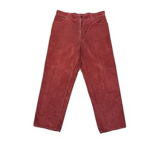 LL Bean vintage men's burnt orange brown corduroy loose baggy pants 38x32